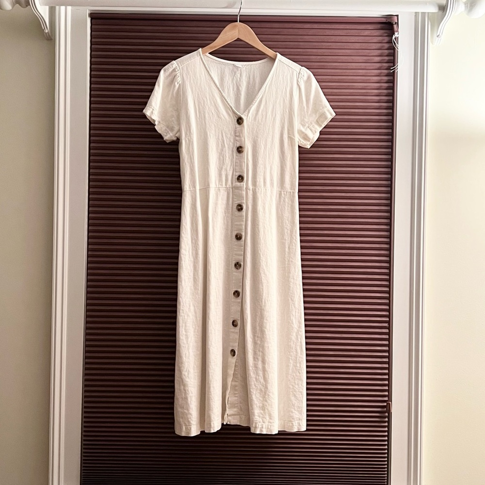 Gap White Linen Midi Dress size Small